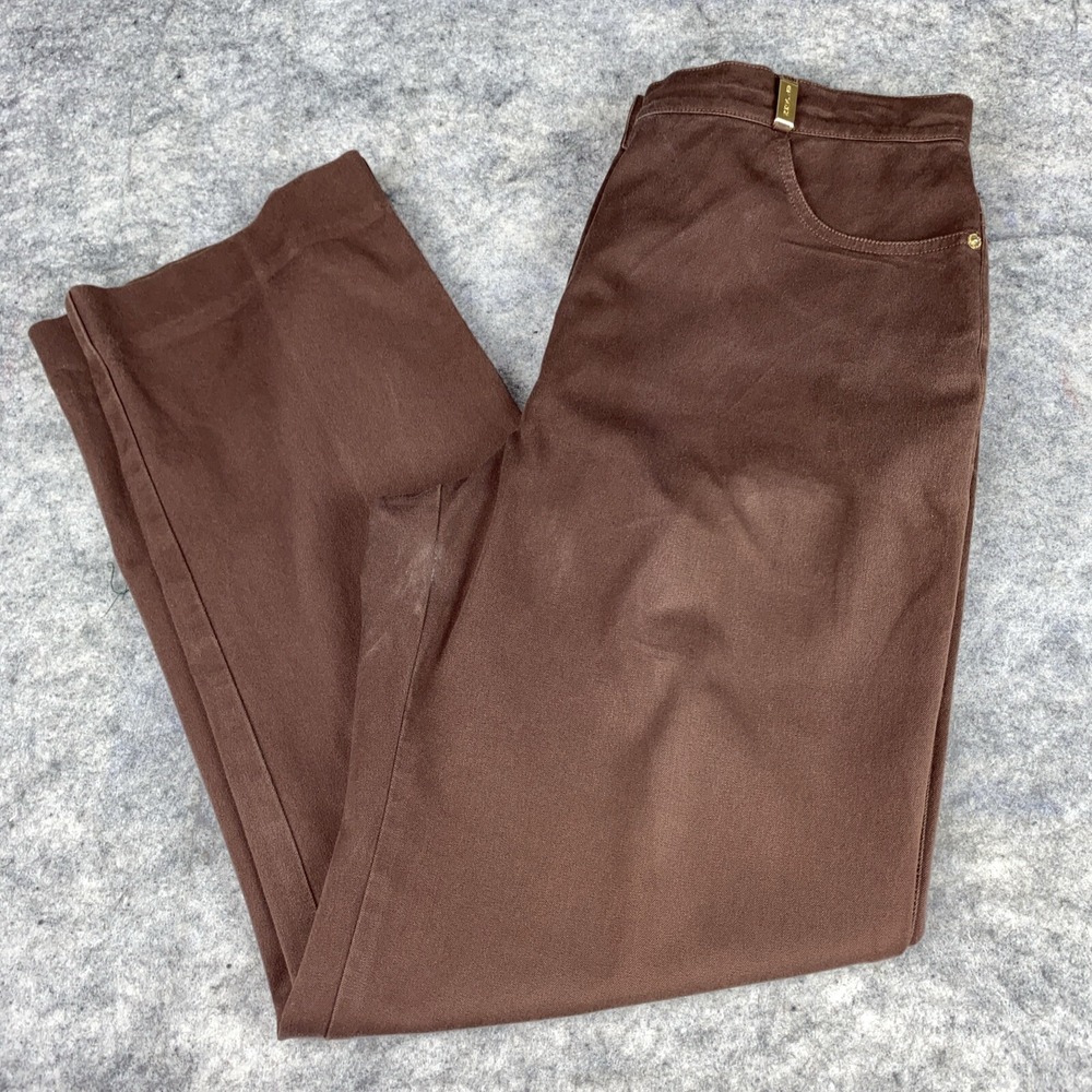St John Sport By Marie Gray Womens Pants Size 10 Brown Casual‎ Gold Logo Bar